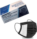 Black Disposable Face Masks 50 Pack, 3-Layer Breathable Earloop Masks for Adults, Soft Non-Woven Face Covering, Black