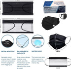 Black Disposable Face Masks 50 Pack, 3-Layer Breathable Earloop Masks for Adults, Soft Non-Woven Face Covering, Black